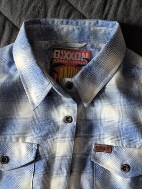 DIXXON Blue and White Plaid Casual Button-Down Shirt